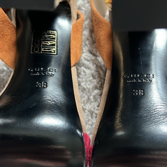 Gucci Two Tone Suede Madison Studded Heel Sandals - Picture 4 of 16